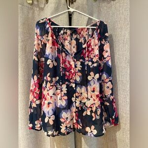 Gap Womens Multicolor Long Sleeve Button Front Floral Print Casual